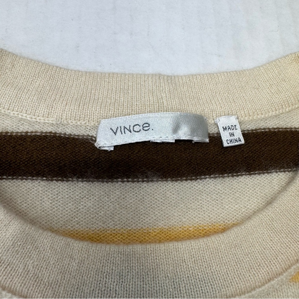 Vince Mixed Striped Cashmere Sweater Crewneck Size L Cozy Preppy - Picture 7 of 13
